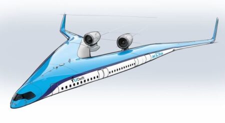 Внешний вид самолёта будущего Flying-V по проекту (иллюстрация из открытых источников)