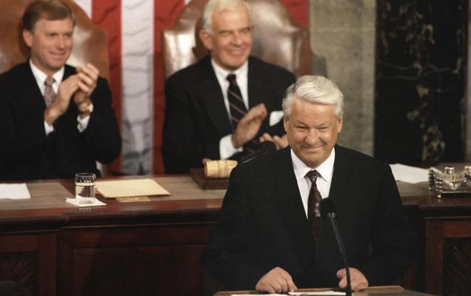Ельцин в Конгрессе США (иллюстрация из открытых источников)